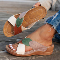 Damen Bequeme Sandalen mit kreativem Blattdesign und gepolsterter Innensohle WW