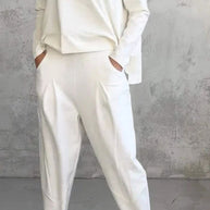 Damen lässiger Zweiteiler mit weitem Schnitt und Taschen