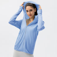 Damen Atmungsaktive Funktionsjacke mit Kapuze und Reißverschluss WW