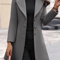 Damen stilvoller und eleganter Blazer-Mantel mit breitem Revers WW