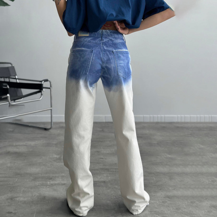 Damen Baggy Jeans im einzigartigen Batikdesign WW