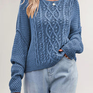 Damen Strickpullover mit strukturiertem Zopfmuster WW