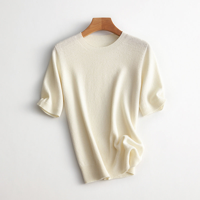 Damen Kurzarm Cashmere-Mix Pullover WW