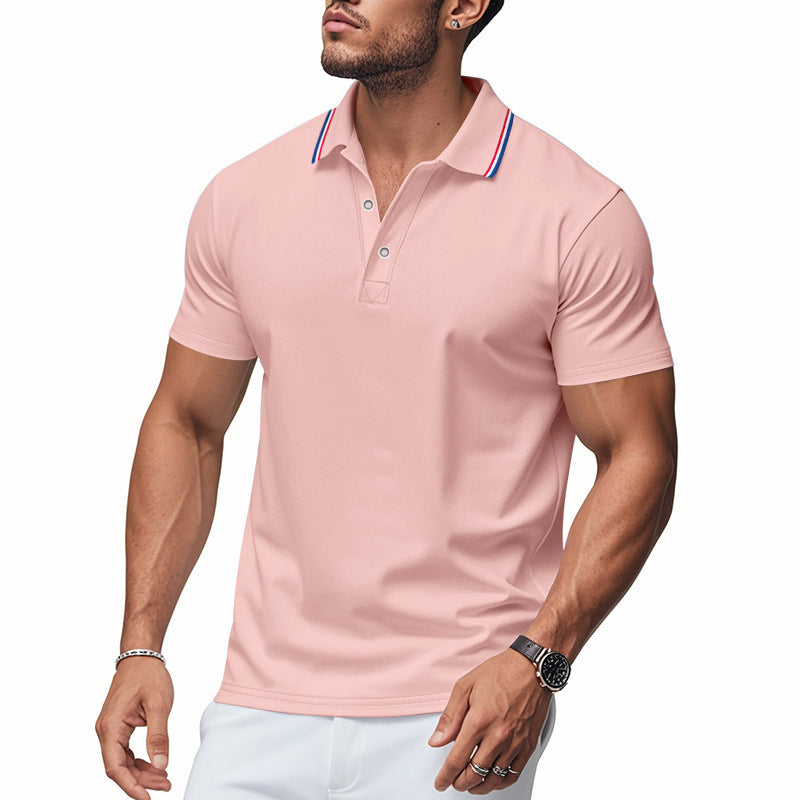 Herren modisches Poloshirt mit kontrastierendem Kragen und atmungsaktivem Material WW