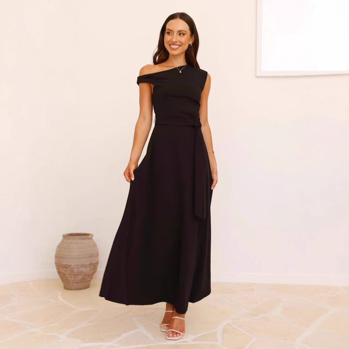 Damen Maxikleid mit asymmetrischem Schnitt und eleganter Drapierung W&W Mode