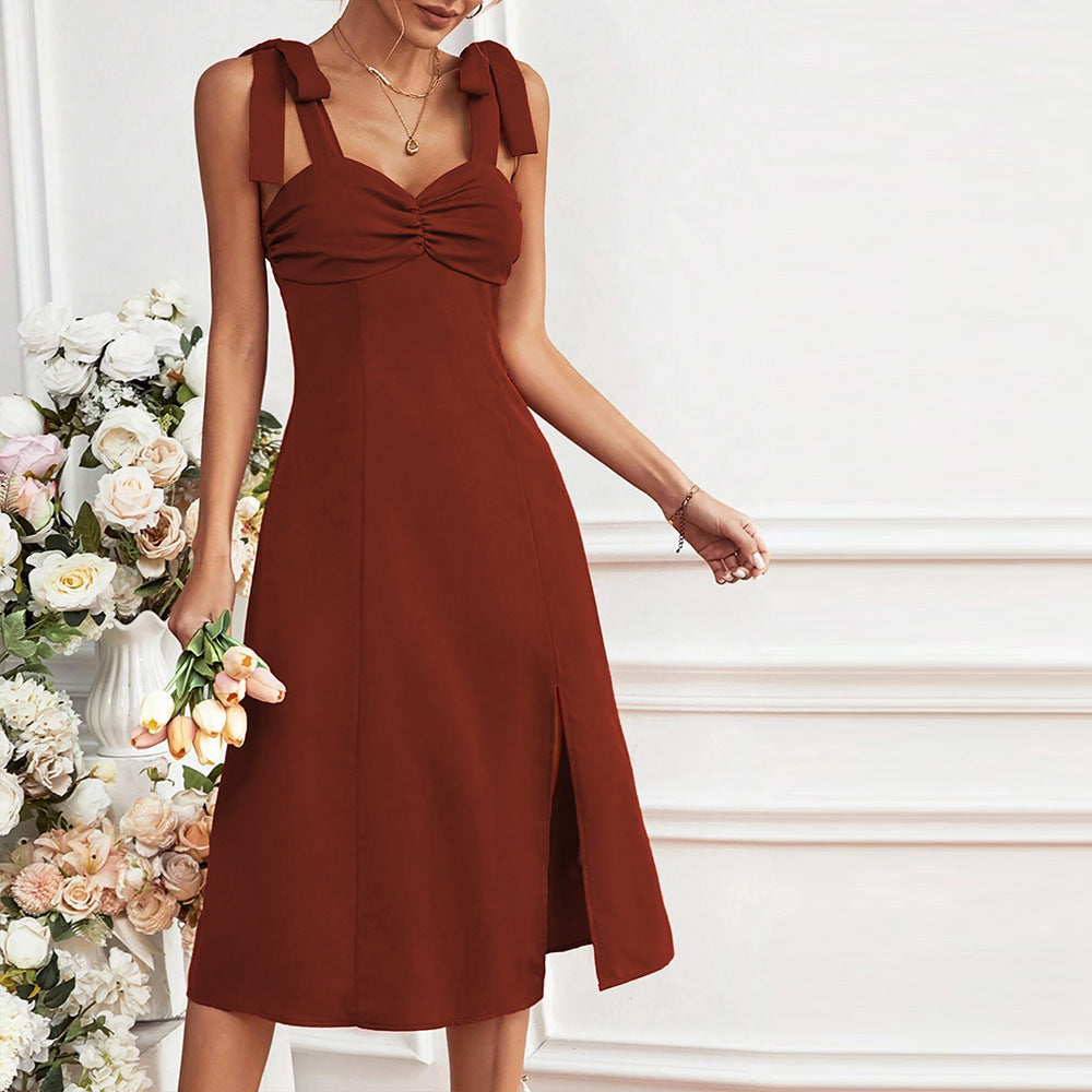 Damen elegantes Midikleid mit raffinierten Bindebändern W&W Mode