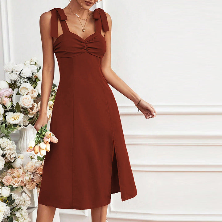 Damen elegantes Midikleid mit raffinierten Bindebändern W&W Mode