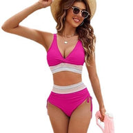 Damen Hochtailliertes Crop-Bikini-Set mit verstellbaren Trägern WW