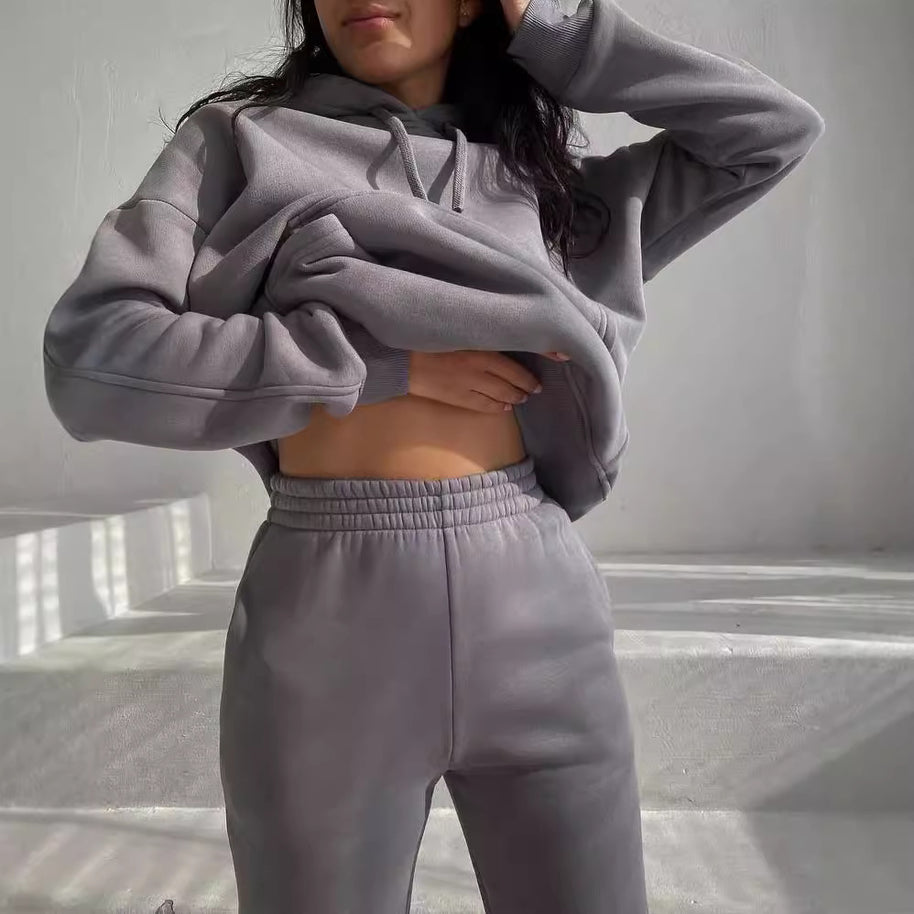 Damen bequemer Kapuzenpullover aus weichem Baumwollmix WW