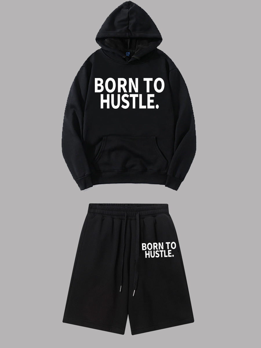 Damen Sportliches Hoodie und Shorts Set mit motivierendem Schriftzug WW