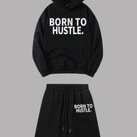 Damen Sportliches Hoodie und Shorts Set mit motivierendem Schriftzug WW