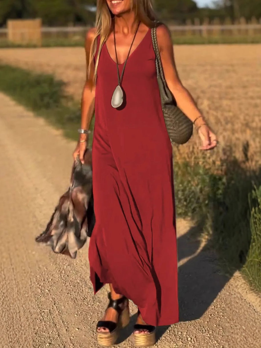 Damen Maxikleid mit eleganter V-Form und qualitativ hochwertigem Obermaterial WW