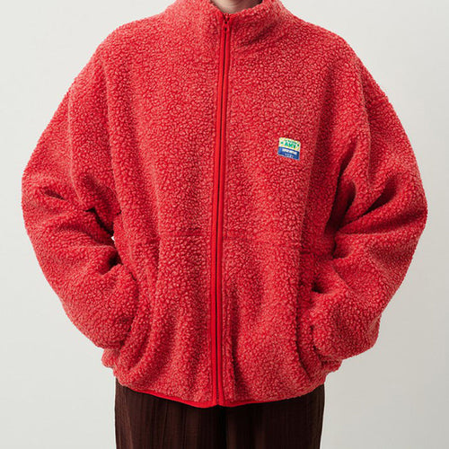 Damen Flauschige Fleecejacke mit hohen Kragen und seitlichen Taschen W&W Mode