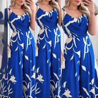 Damen Eleganter Jumpsuit mit fließendem Stoff und modischem Blumenmuster WW