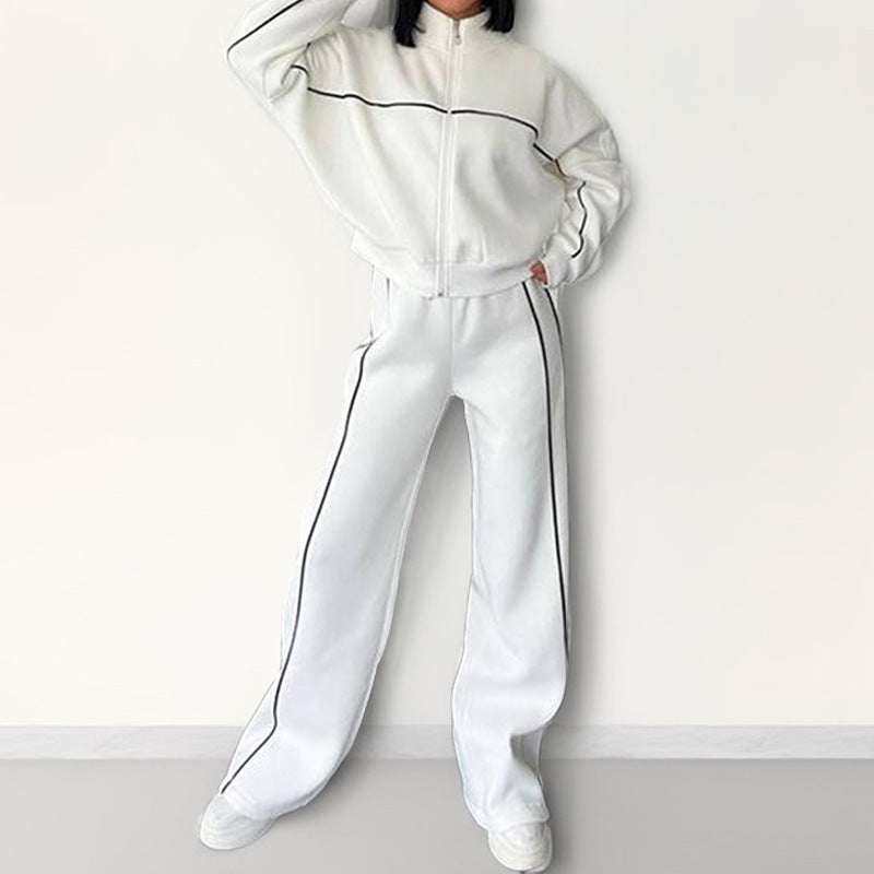 Damen sportliches Set mit hohem Kragen und weitem Bein WW