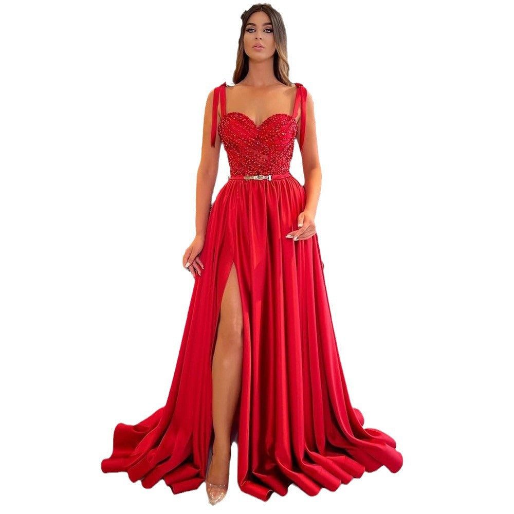 Damen Elegantes Abendkleid mit schimmerndem Oberteil und fließendem Rock WW