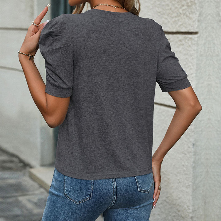 Damen Kurzarmshirt mit ausgefallenem Puffärmel W&W Mode