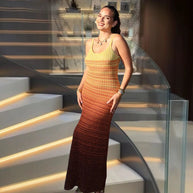 Damen Strick-Maxikleid mit seitlichem Schlitz und elegantem Muster WW