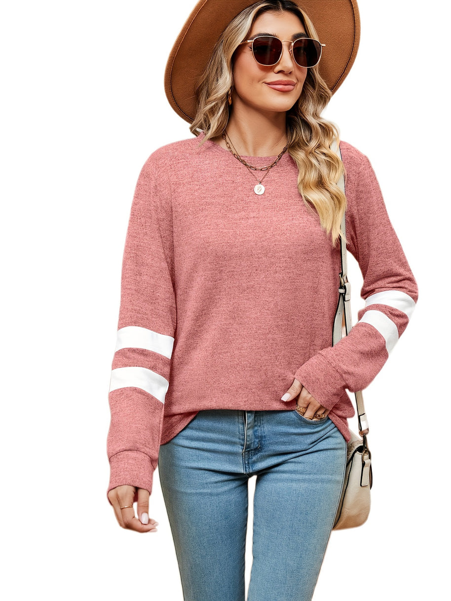 Damen sportliches Sweatshirt mit dekorativen Streifendetails WW