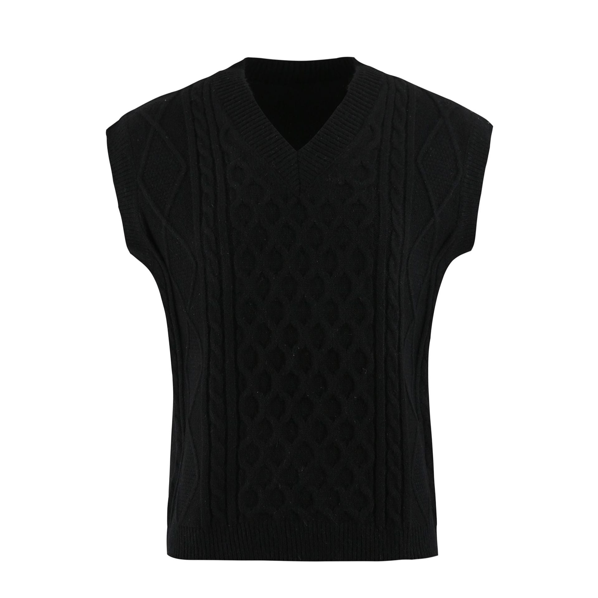 Damen Strickweste mit V-Ausschnitt und Kabelmuster WW