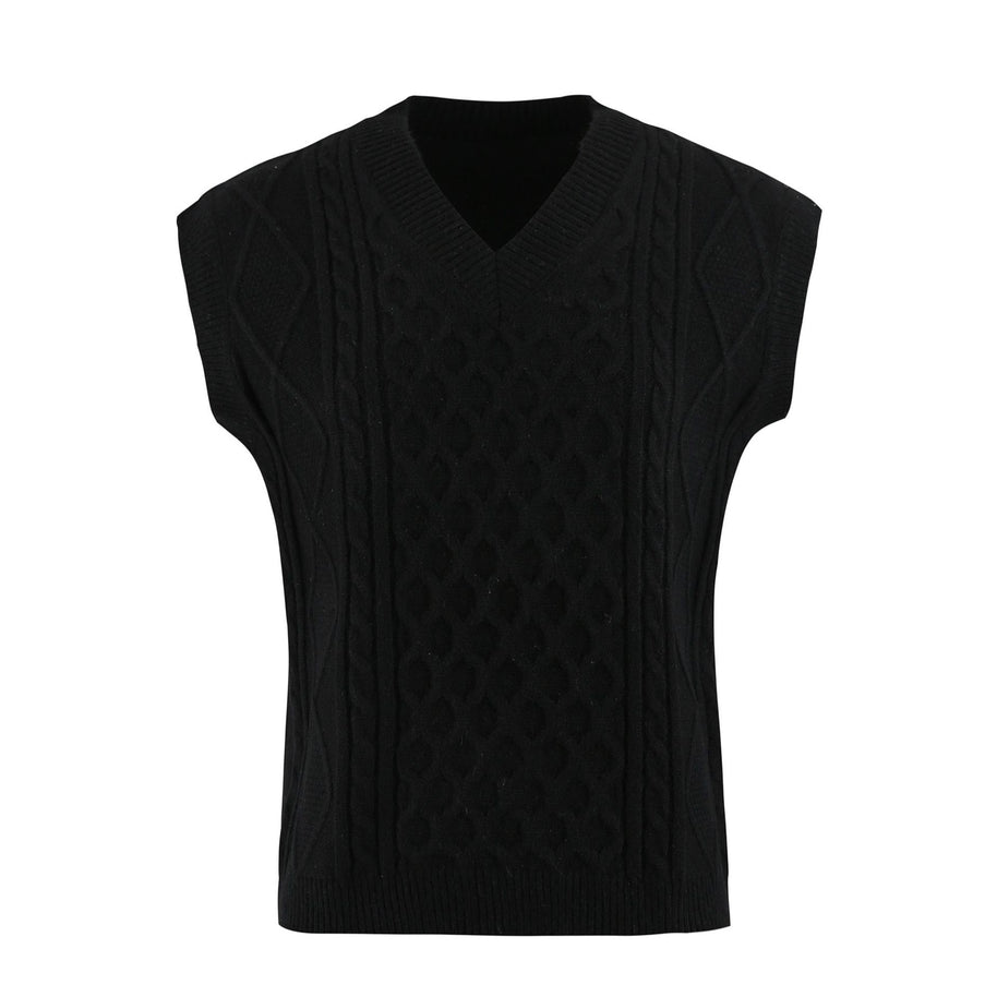 Damen Strickweste mit V-Ausschnitt und Kabelmuster WW