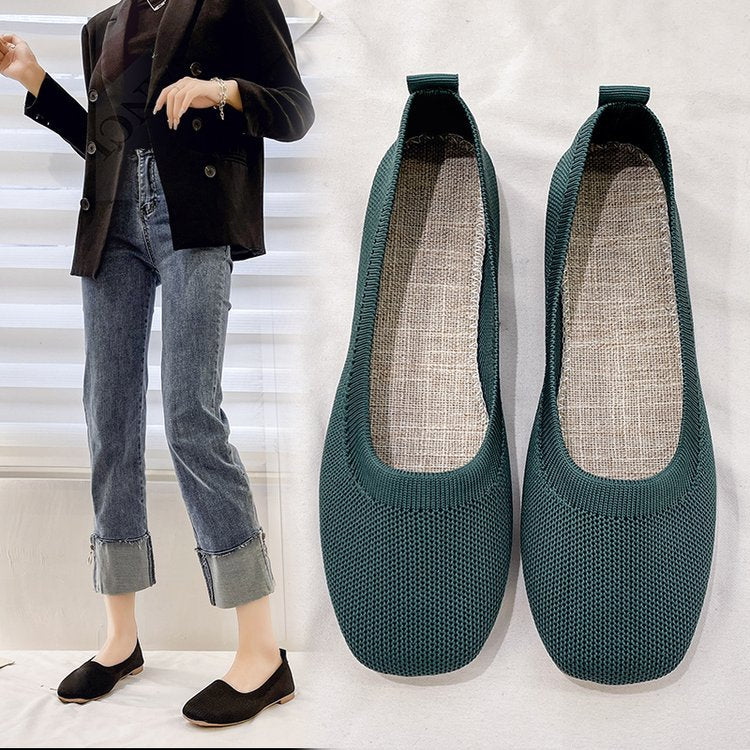 Damen Bequeme Slip-On Ballerinas mit atmungsaktiver Obermaterialstruktur W&W Mode