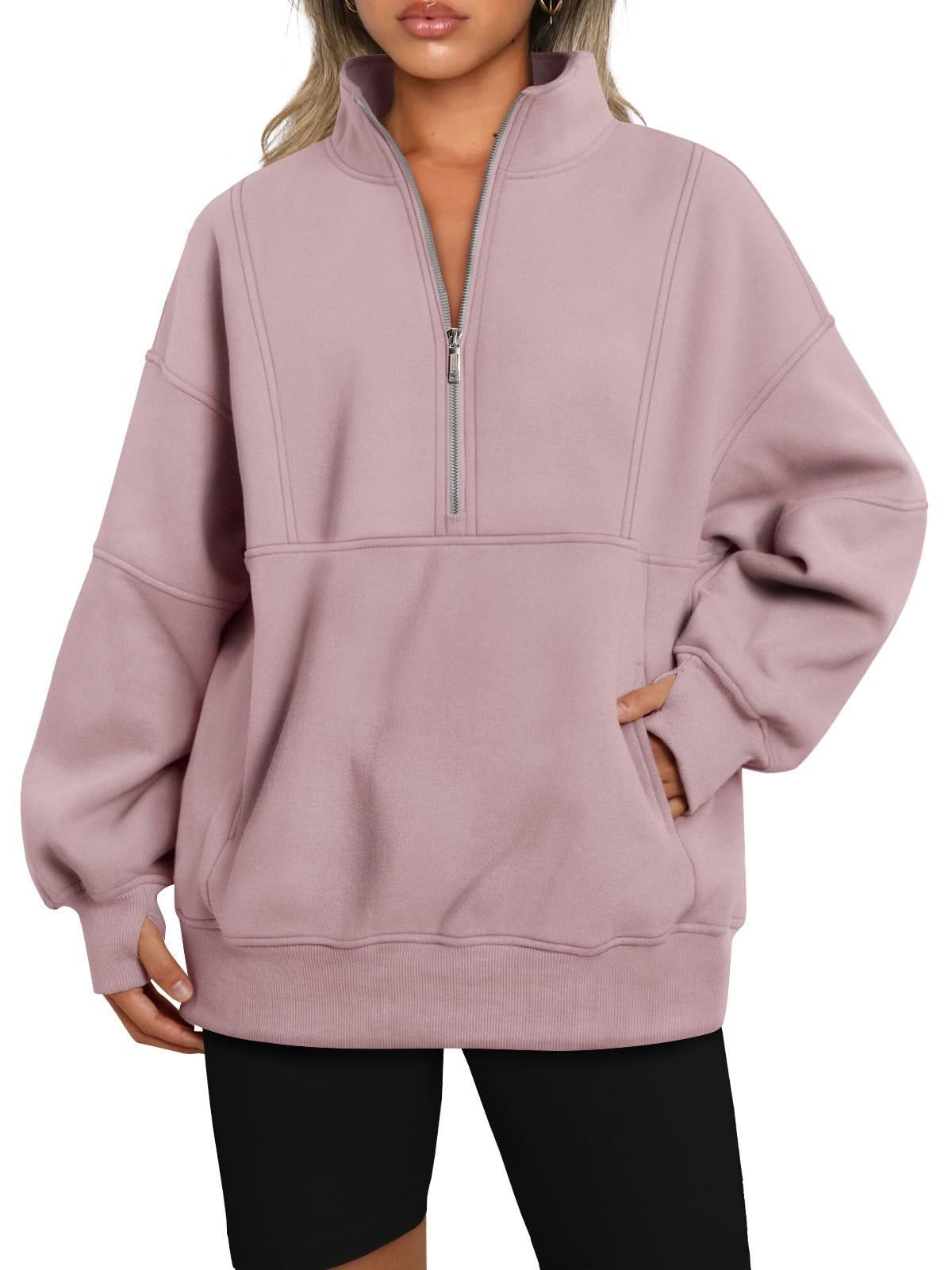 Damen Sportlicher Hoodie mit hohem Kragen und Reißverschluss WW