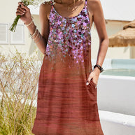 Damen Sommerkleid im eleganten Floral-Design mit bequemen Spaghettiträgern WW