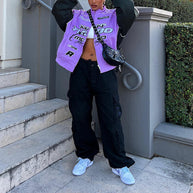 Damen Sportliche Bomberjacke mit buntem Grafikdesign und lässigem Schnitt WW