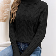 Damen Rollkragenpullover mit strukturiertem Zopfmuster WW