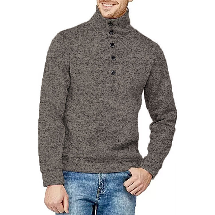 Herren Hochwertiger Pullover mit Stehkragen und Knopfdetail WW