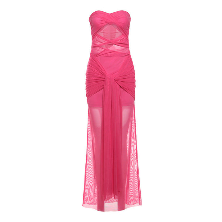 Damen Elegantes Maxikleid mit raffinierten Rüschendetails und verstellbaren Trägern W&W Mode