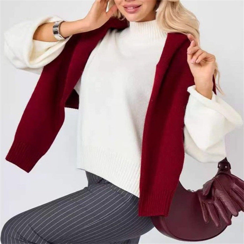 Damen Strickpullover mit lässigem Schnitt und Volumenärmeln WW