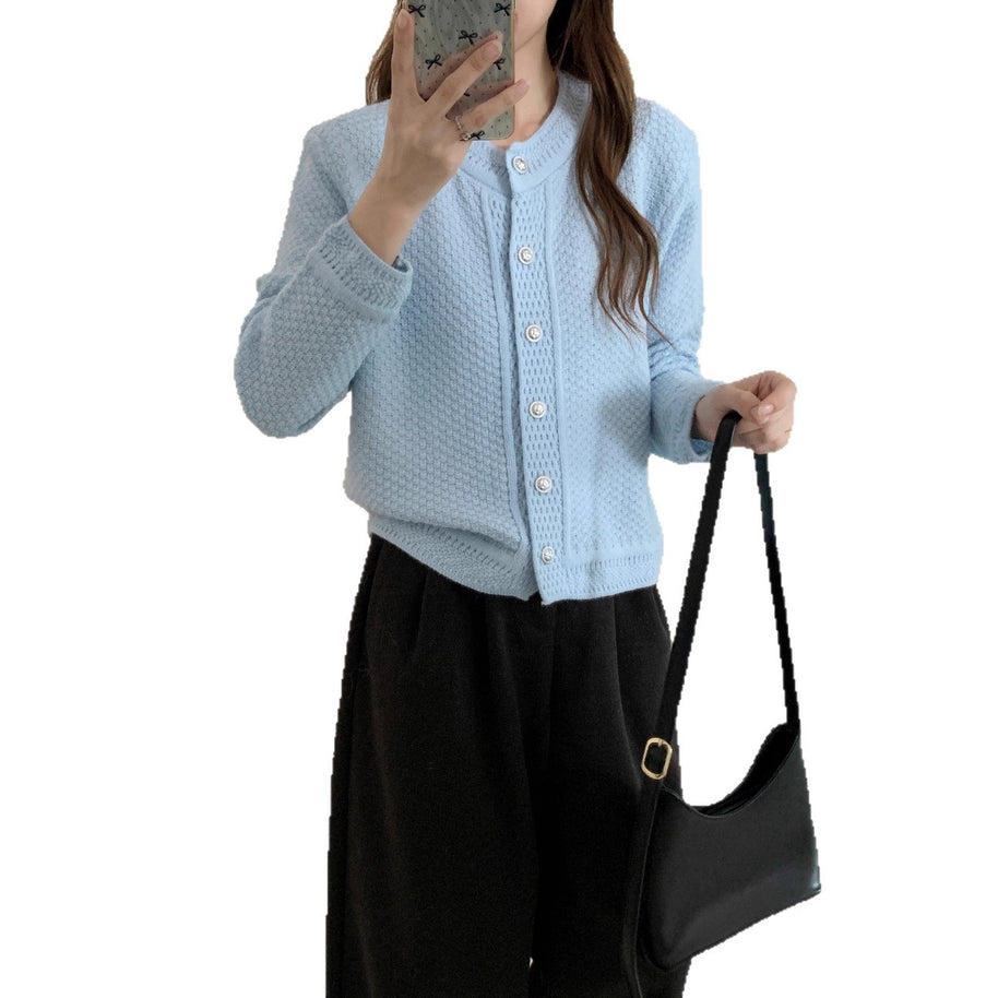 Damen Strickjacke mit strukturiertem Muster und hochwertigen Knöpfen WW
