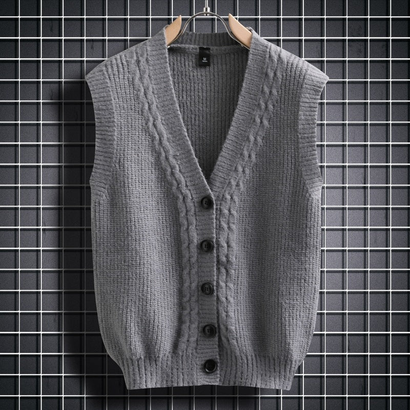 Damen ärmellose Strickjacke mit strukturiertem Zopfmuster WW