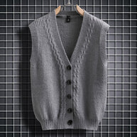 Damen ärmellose Strickjacke mit strukturiertem Zopfmuster WW