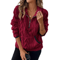 Damen Bequemer Hoodie mit hochschließendem Reißverschluss und praktischen Taschen WW