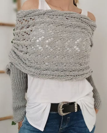 W&W Mode Hohl Langarm Gestrickter Schal Pullover