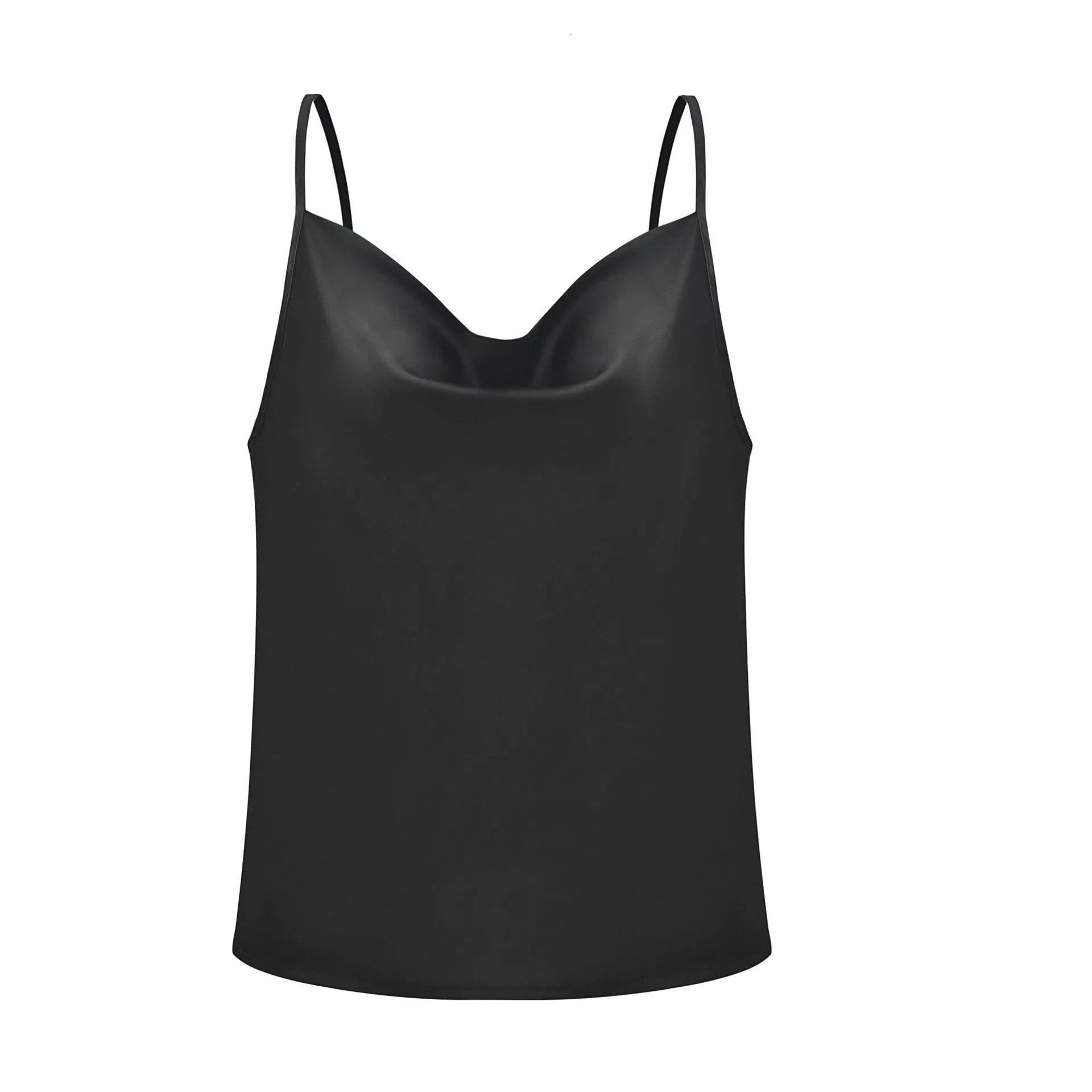 Damen Satin Top mit tiefem Ausschnitt und verstellbaren Trägern WW