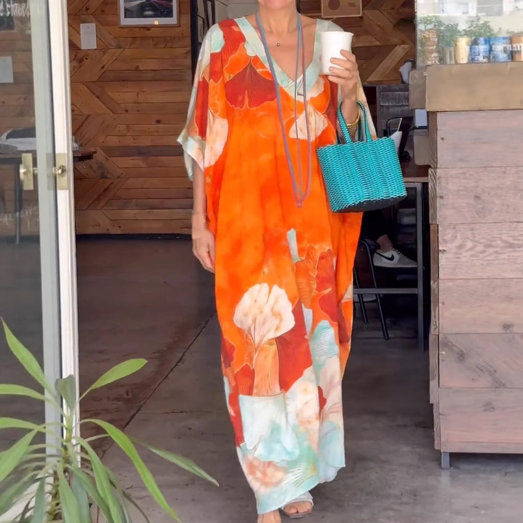 Damen Kaftan mit floralem Design und V-Ausschnitt WW