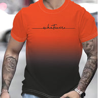 Herren T-Shirt mit kreativem Schriftzug und modernem Farbverlauf WW