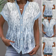 Damen lässige Bluse mit modernen Streifen und Knopfdetails WW