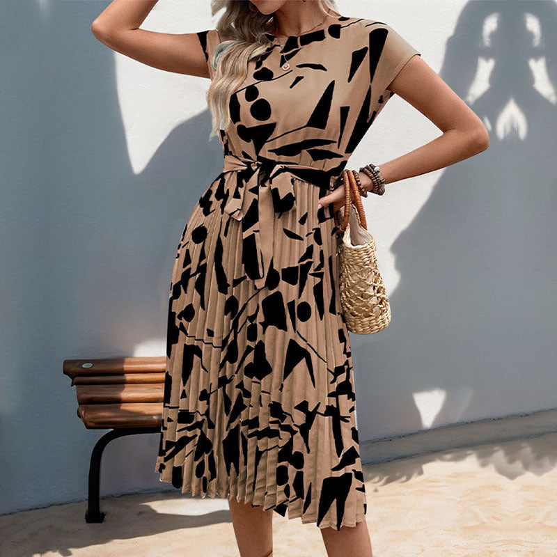 Damen Midikleid mit angesagtem geometrischem Mustermix und taillierbarem Gürtel WW