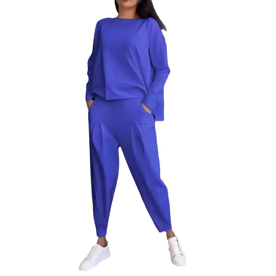 Damen bequeme Freizeitanzug mit weitem Schnitt und seitlichen Taschen WW
