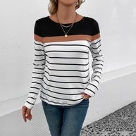 Damen Langarmshirt mit modischem Streifenmuster und elastischen Bündchen WW
