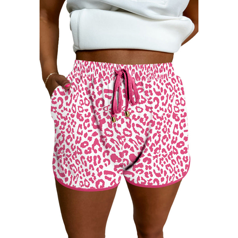 Damen Freizeit-Shorts mit modischem Leopardenmuster und elastischem Bund WW