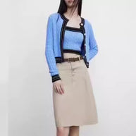 Damen Strickjacke mit asymmetrischem Design und kontrastierenden Akzenten WW