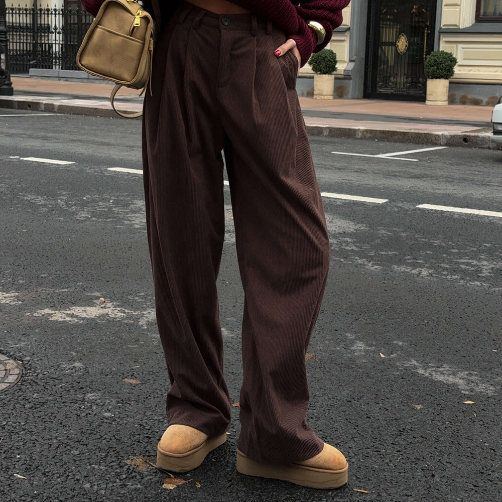 Damen Weite Cordhose mit Falten WW