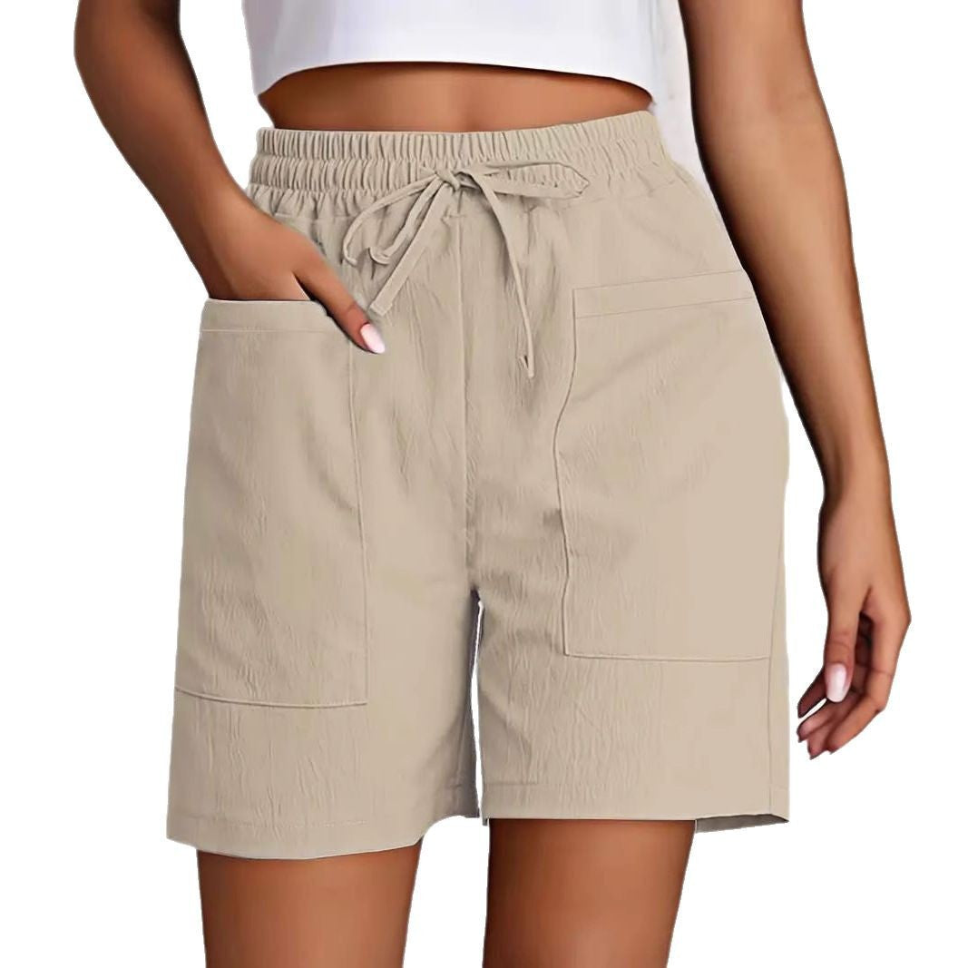 Damen entspannte Shorts mit breitem Gummibund und praktischen Taschen WW