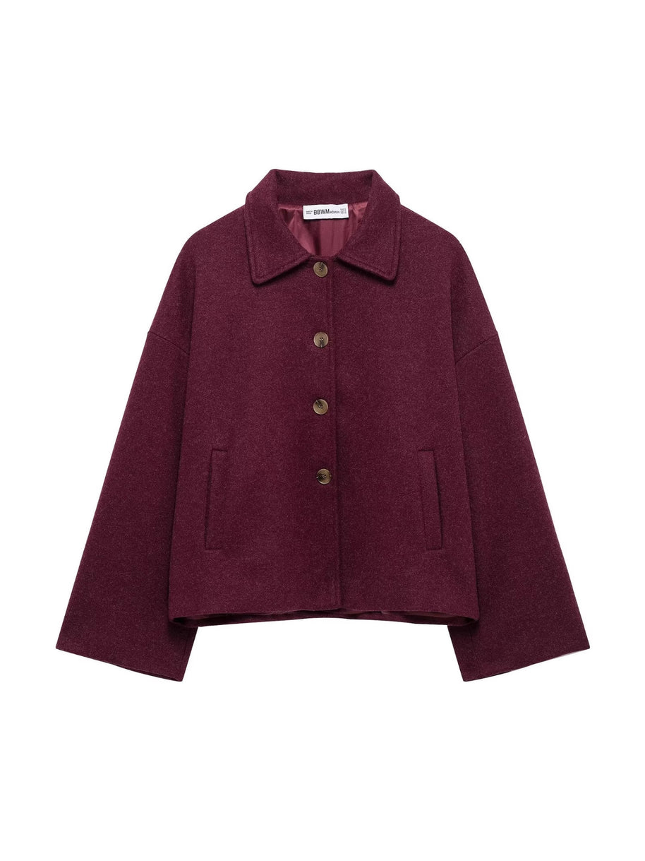 Damen schicke Blousonjacke aus weichem Stoff mit Knopfverschluss und Taschen WW